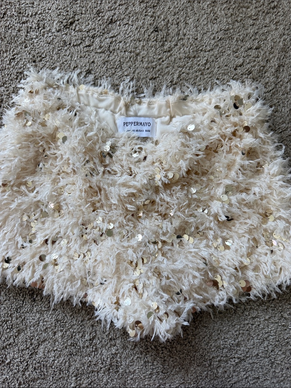 Peppermayo Candy Sequin Mini Shorts - White - Picture 4 of 4